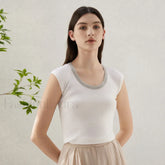 Wool Silk Vest Summer Cool T Shirt White / S