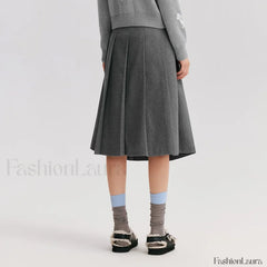 Woolen Pleated A Line Skirt