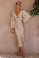 Wren Long Sleeve Charming Twist Maxi Dress