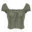 Square Collar Fairycore Balletcore Chic Short Sleeve Tee Green / S