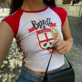 Y2K Bratz Cartoon Print Baby Tee WHITE / S