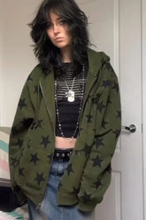 Y2K Vintage Gothic Stars Print Hoodie
