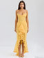Yellow Ruffled Spaghetti Midi Dress Orange / XS