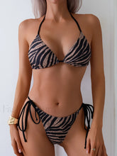 Zebra Triangle String Bikini Set BROWN / S