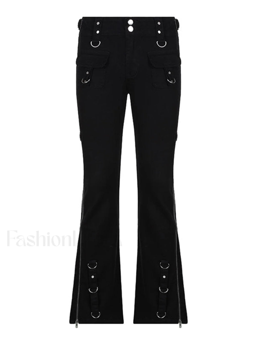 Zipper Design Low Waist Flare Cargo Jeans Cargo Jeans