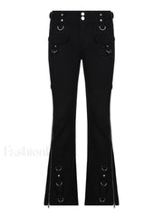 Zipper Design Low Waist Flare Cargo Jeans Cargo Jeans