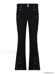 Zipper Design Low Waist Flare Cargo Jeans Cargo Jeans