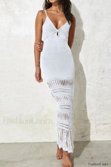 Zuri Maxi Stylish Cover Up Dress S / White