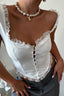 Lace Ruffle Insert Halter Corset Bustier Tank Top