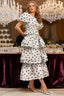 Polka Dot Puff Sleeve Ruffle Blouse A Line Tiered Skirt Set