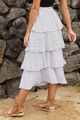 Polka Dot High Waist Tiered Skirt
