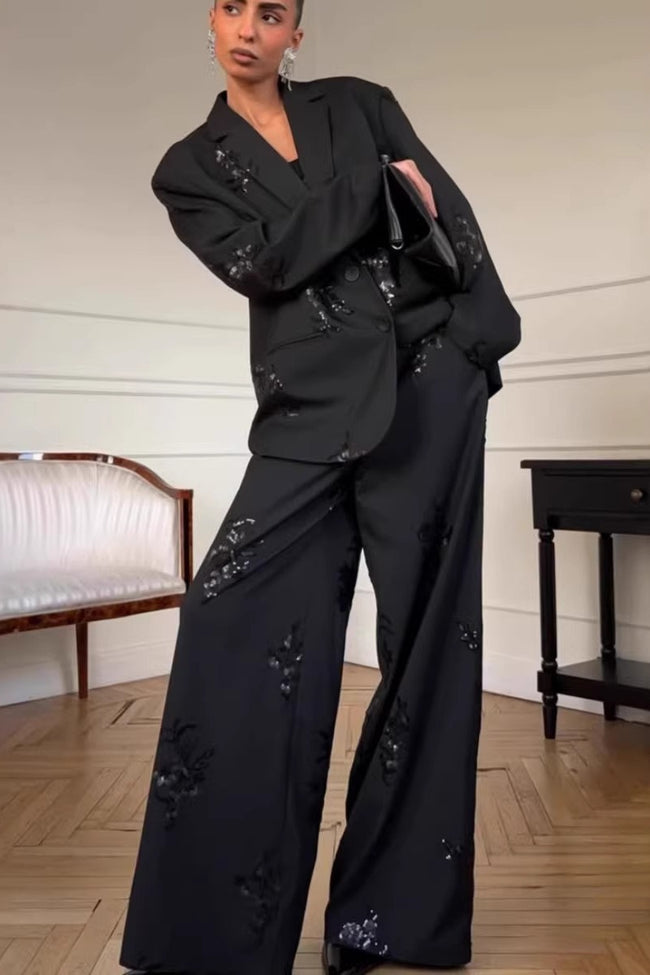 Embroidered Two Piece Blazer Pants Set Main image