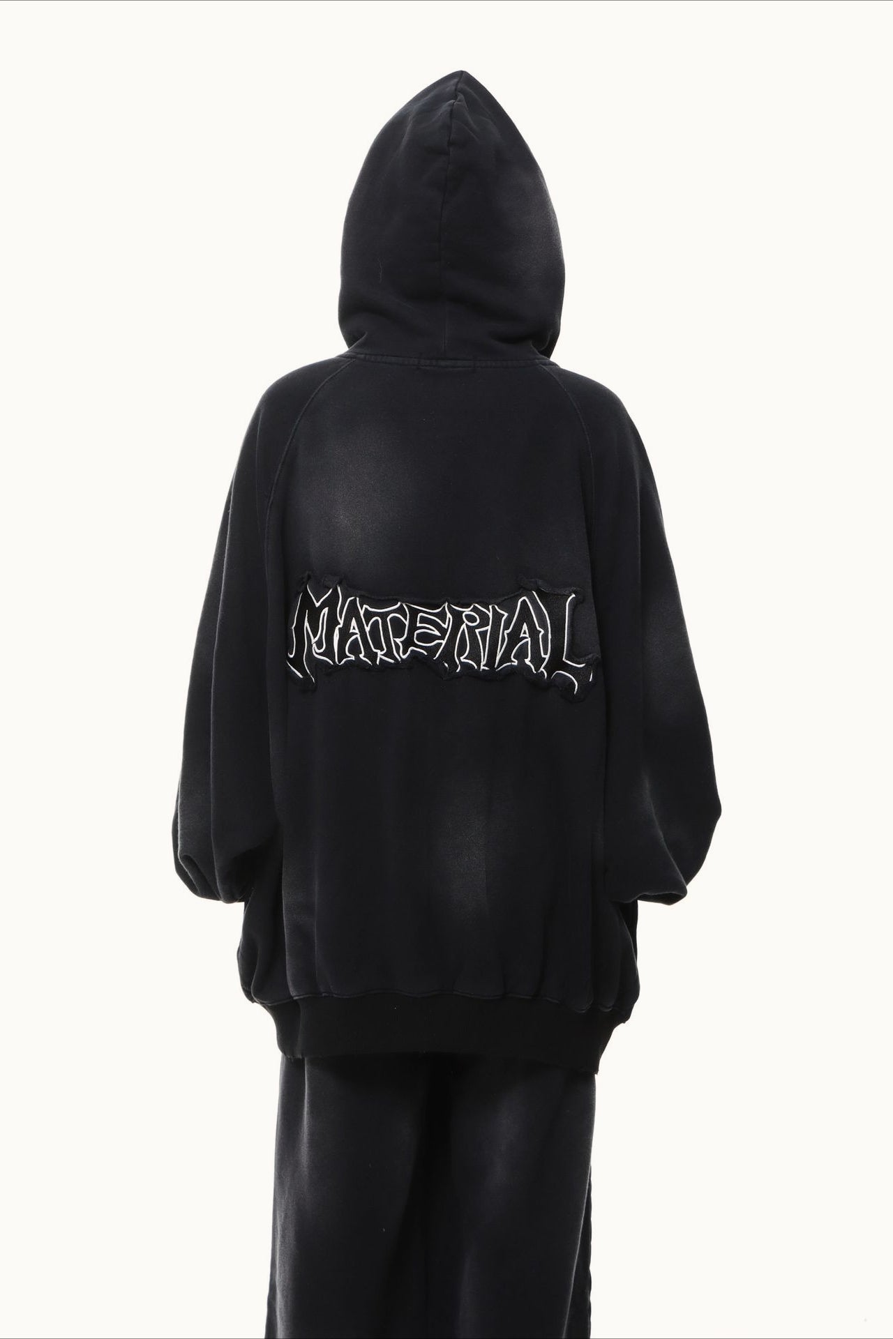 Distressed Washed Appliqué Letter Hoodie