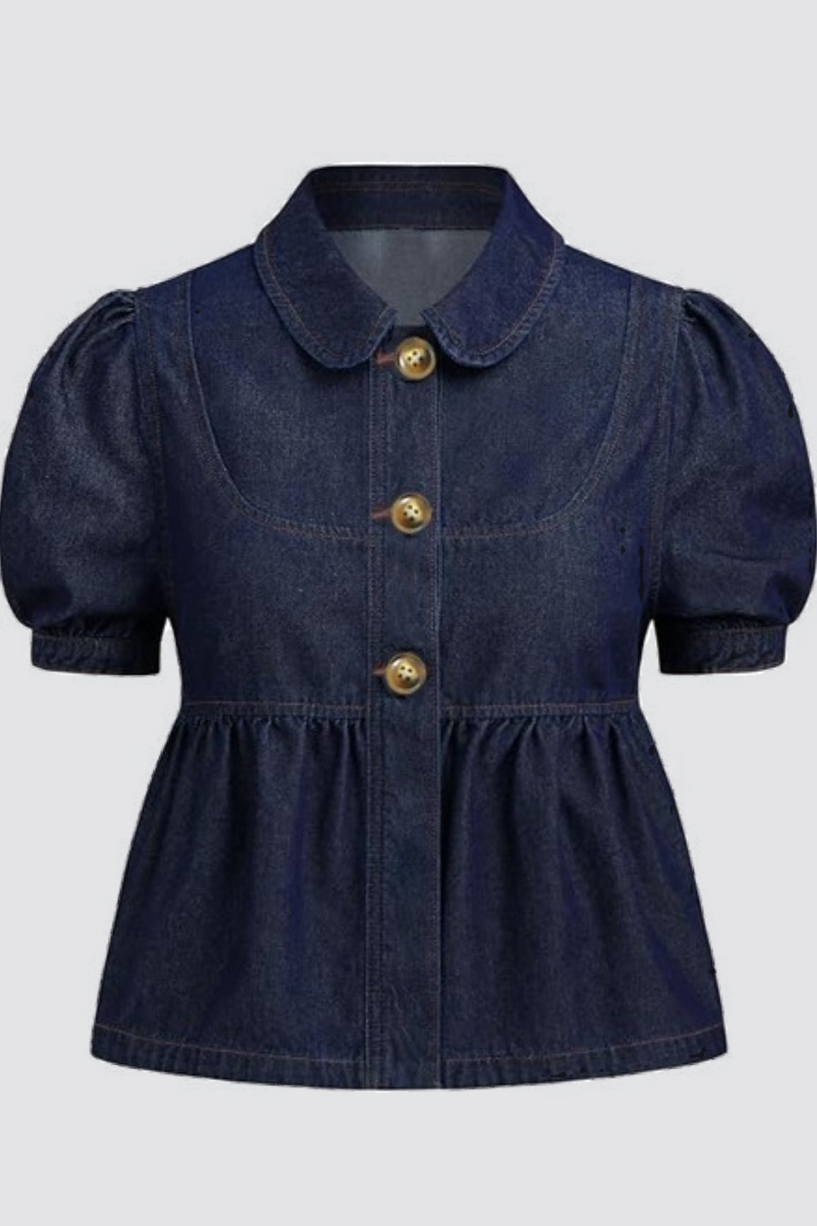 Puff Sleeve Denim Top Low Rise Shorts Set