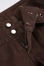 Low Rise Buckle Detail Loose Flare Leg Jeans