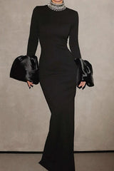 Sparkling Round Neck Long Sleeve Bubble Sleeve Formal Dress