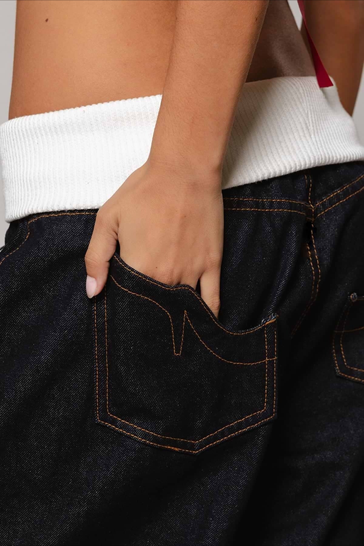 Vintage Patchwork Low Waist Straight Loose Jeans Secondary image