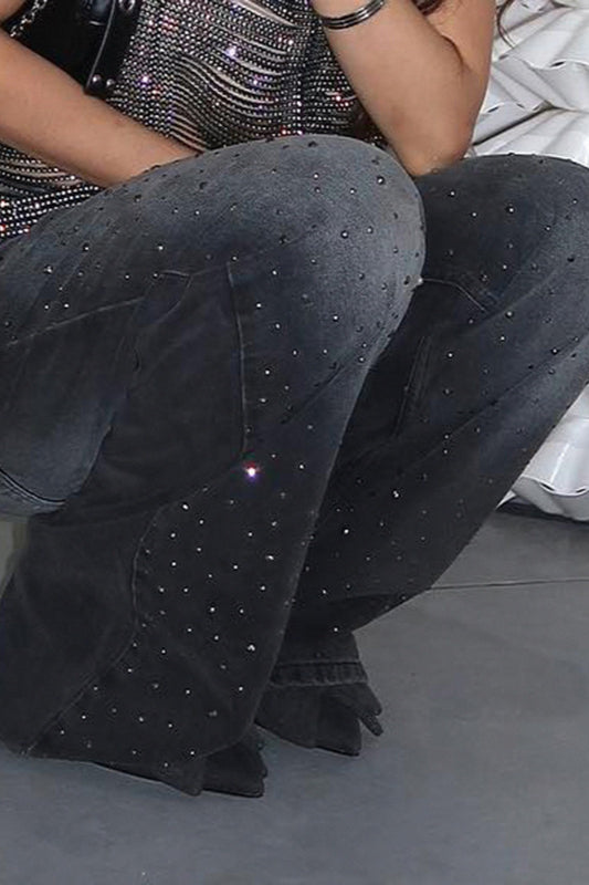 Washed Gradient Rhinestone Jeans Secondary image
