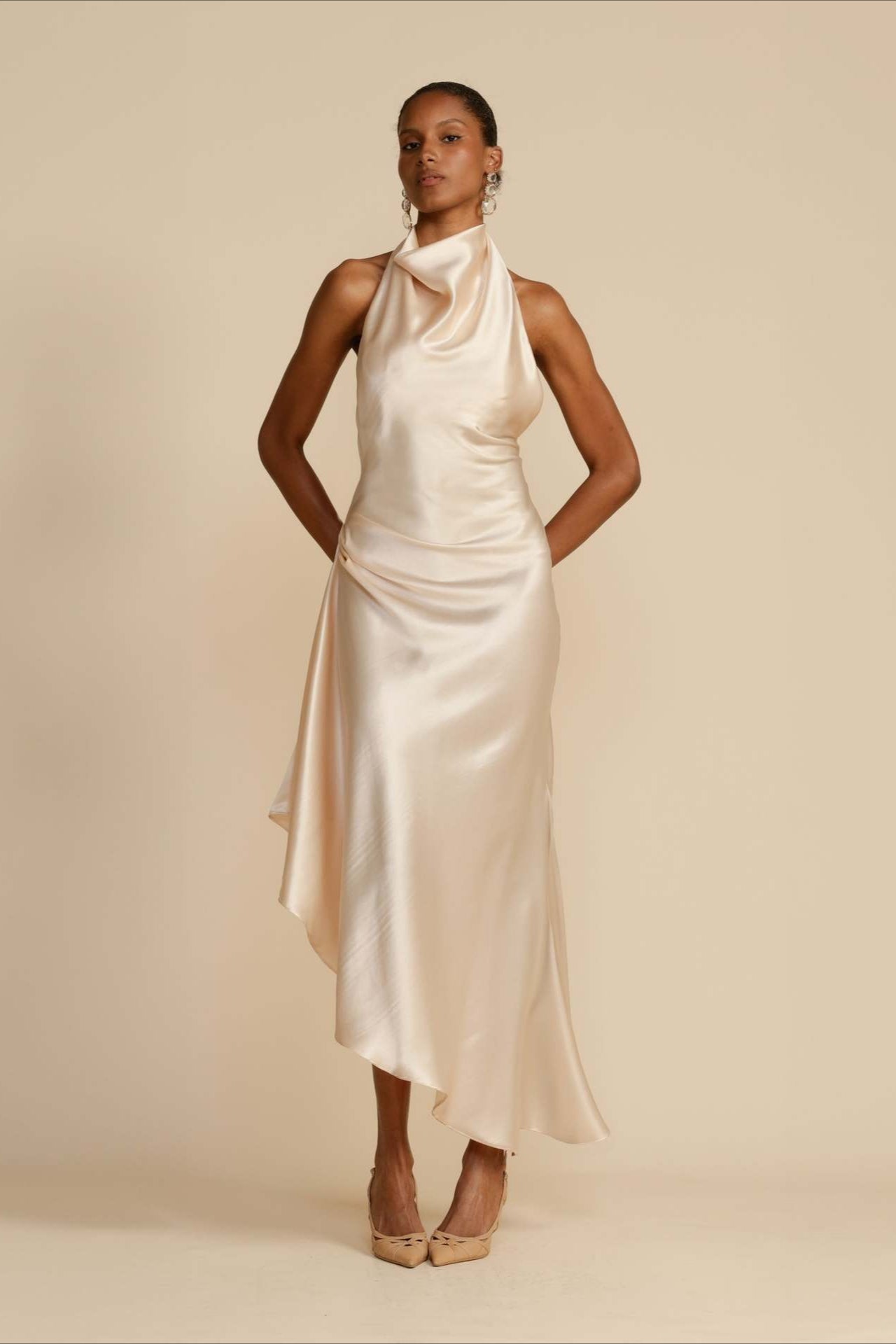 Elegant Satin Slit Backless Party Dress Secondary image