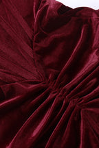 Deep V Velvet Ruched Halter Formal Dress