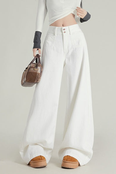 Wide Leg Flare High Waist Fleece Lined Jeans Main image