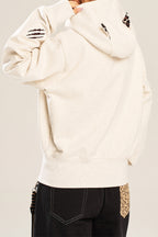 Leopard Lined Devil Horn Cross Zip Hoodie