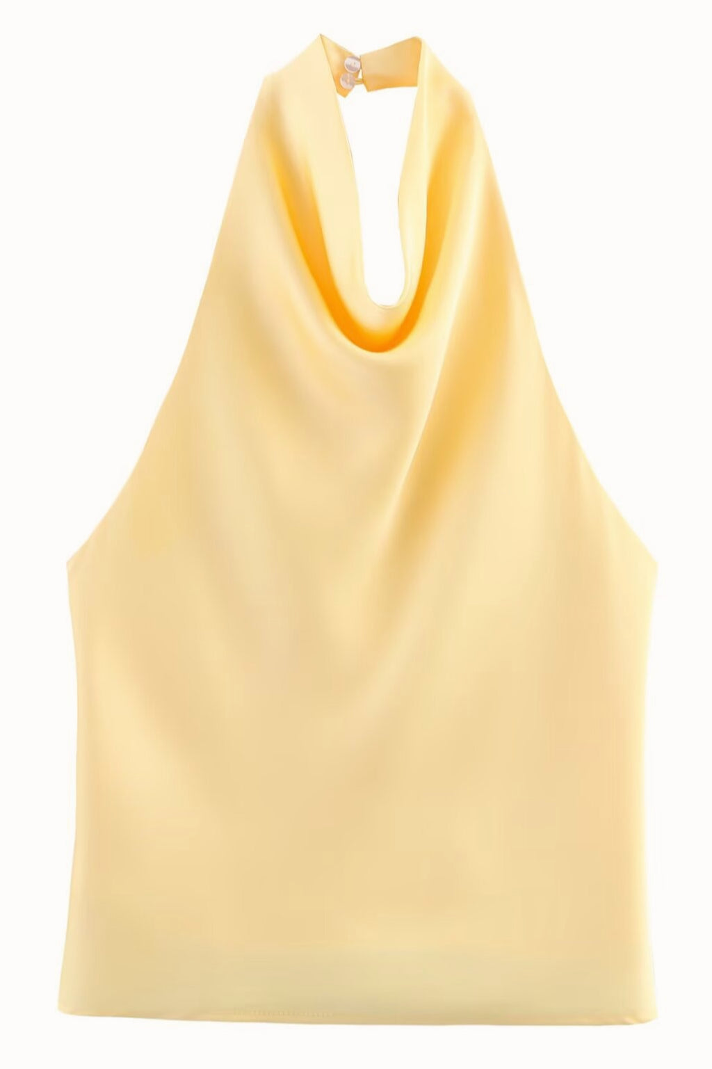 Beige Satin Texture Chic Halter Top