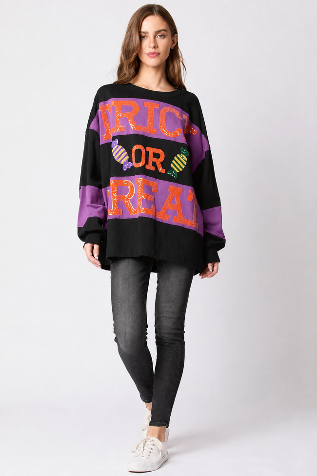Candy Graphic Sequin Color Block Sweatshirt Main image