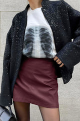 Red Matte Leather Christmas Skirt