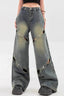 Heavy Cutout Vintage Long Wide Leg Jeans