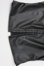 Faux Leather Keyhole Zip Front Crop Top