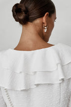 Elegant Long Sleeve Crepe Blouse