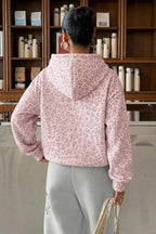 Leopard Print Loose Long Sleeve Casual Hoodie