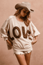 Leopard Letter Patch Oversized Sweatshirt