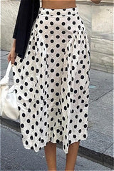 Polka Dot High Waist A-Line Skirt