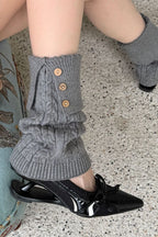 Cable Knit Foldover Button Leg Warmers