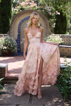 Elegant Floral Print Sleeveless Maxi Party Dress
