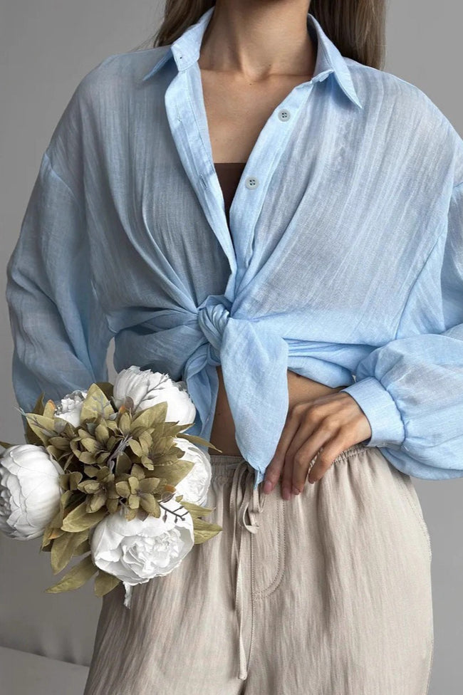 Solid Lightweight Long Sleeve Blouse Main image