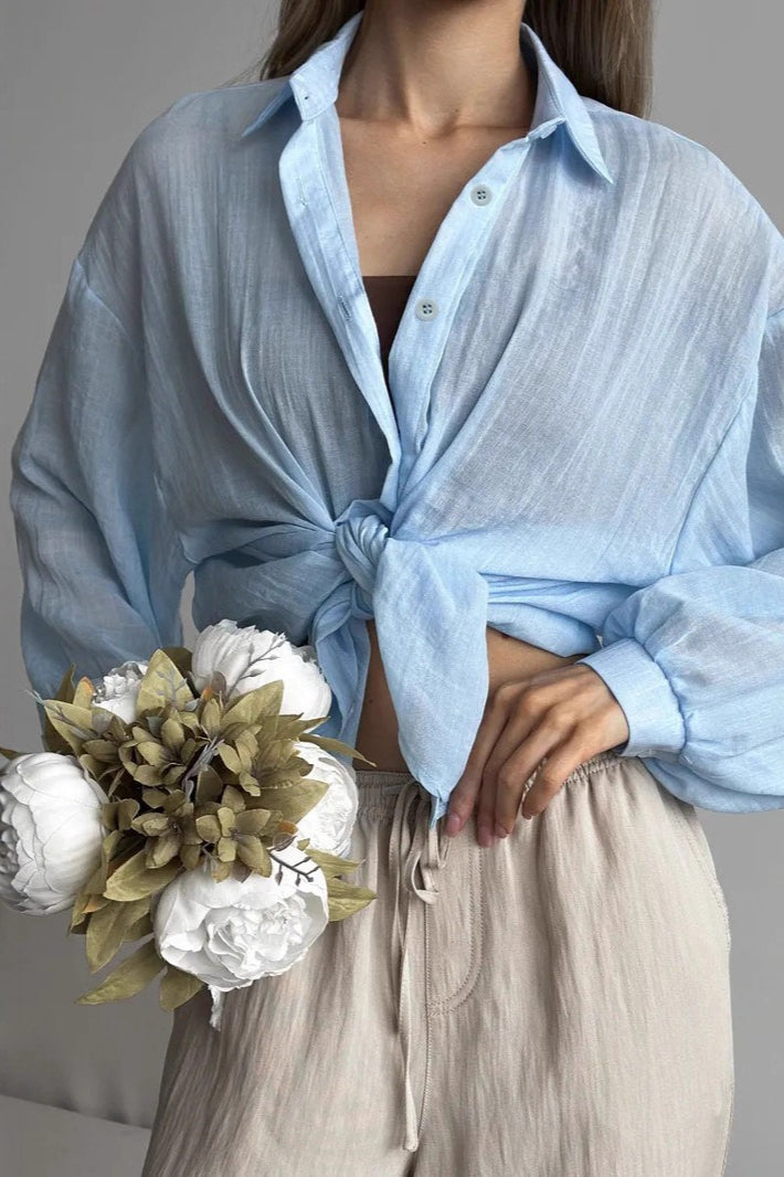 Solid Lightweight Long Sleeve Blouse Main image