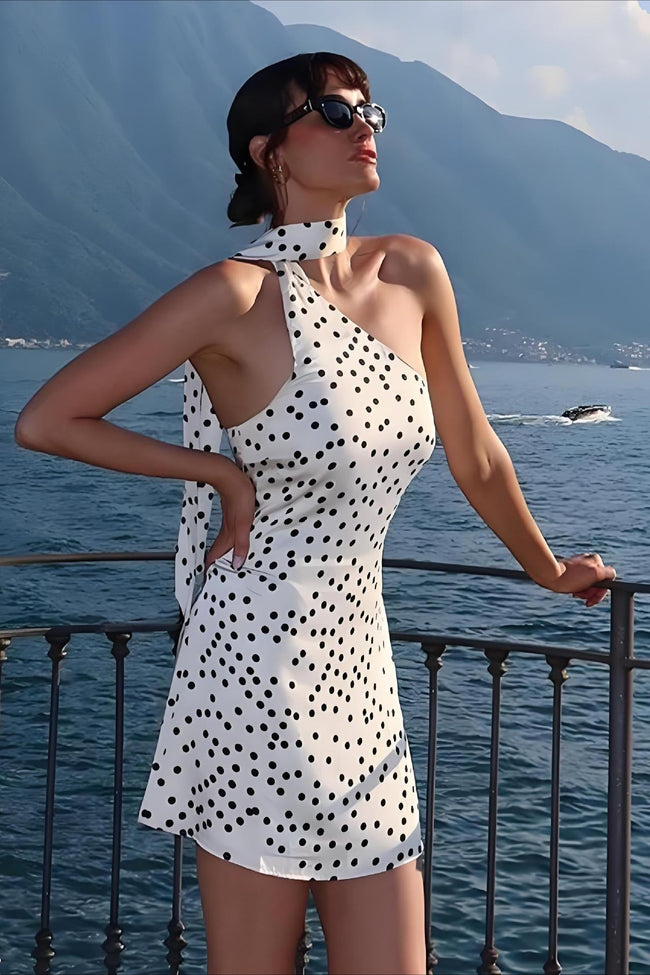Polka Dot Halter Bodycon Mini Dress Main image