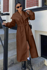 Brown Oversized Lapel Wool Coat coats