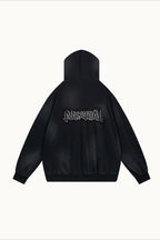 Distressed Washed Appliqué Letter Hoodie