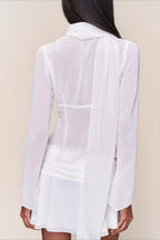Chic Button Hollow Out Tie Front Slim Blouse