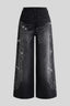 Wing Graphic Rhinestone Wide Leg Jeans