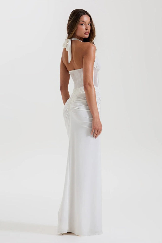 Halter Mesh Panel Maxi Dress Secondary image