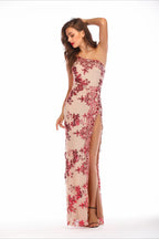 Sequin Backless Asymmetric Formal Dress