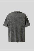 Studded Distressed Collar Washed Oversized Tee
