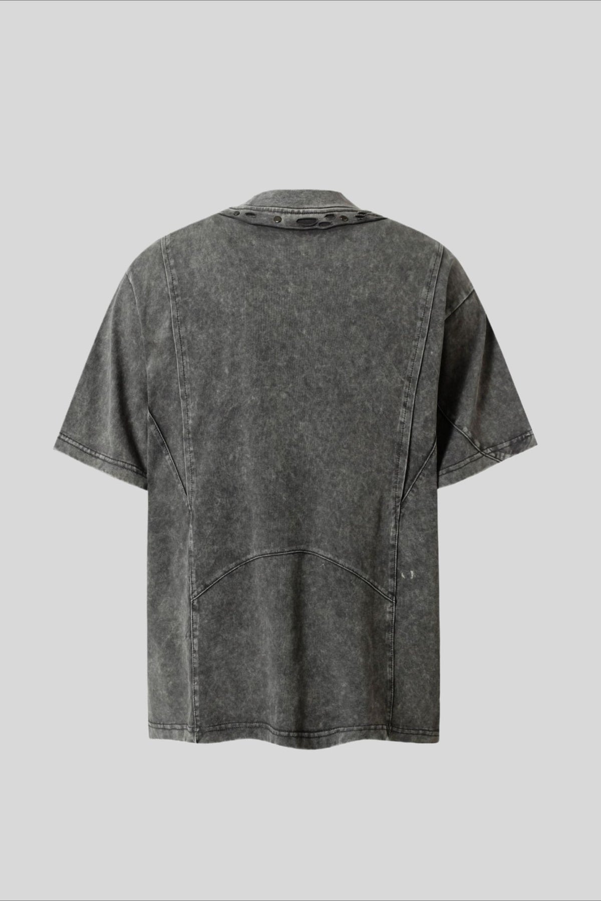 Studded Distressed Collar Washed Oversized Tee