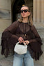 Flared Sleeve Chiffon Ruffle Detail Blouse