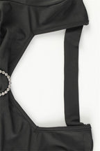Corset Cut Out Top Rhinestone Detail Skirt Set